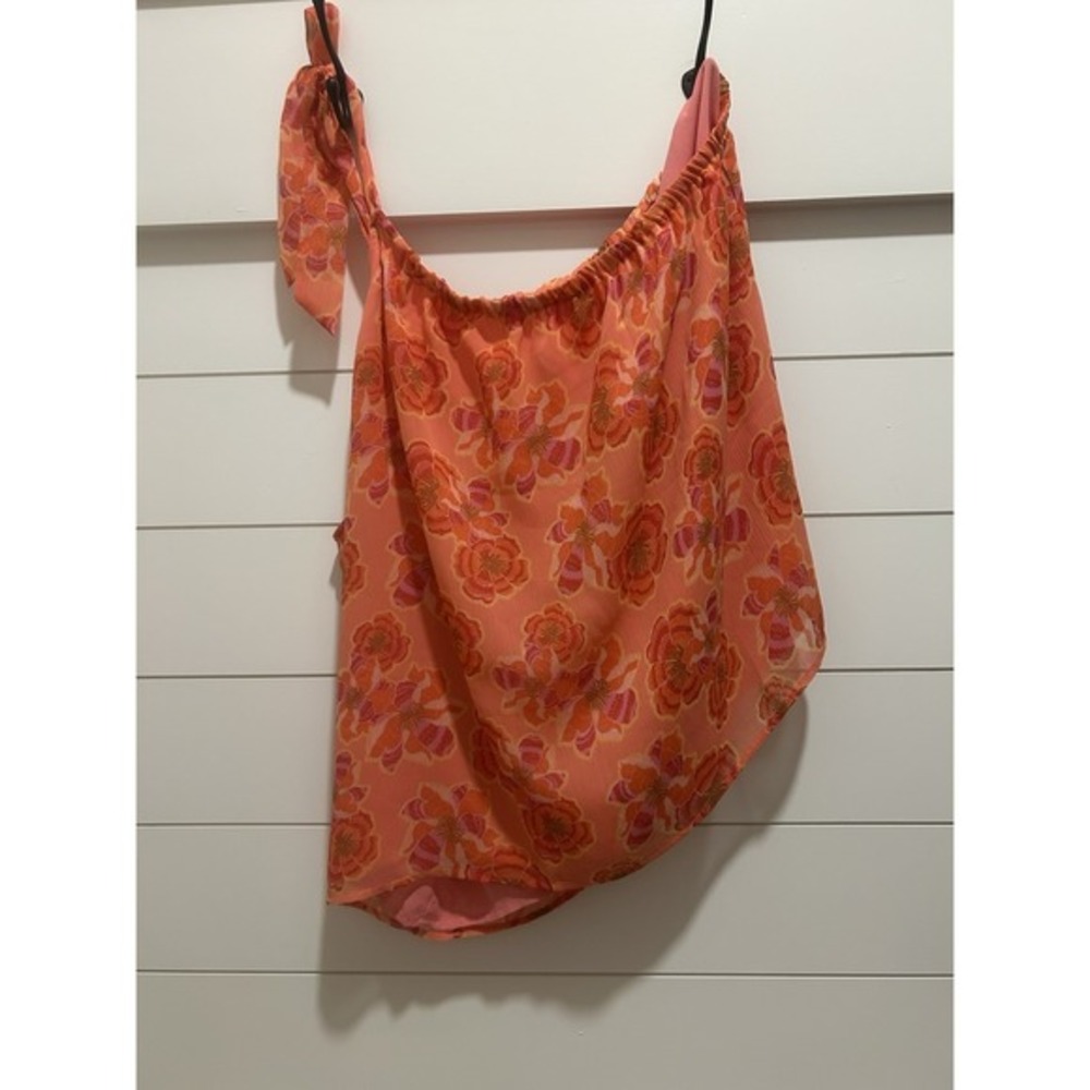 Loft Textured Floral Tie Strap Off Shoulder XL Spring Summer Vaca Cruise Picnic